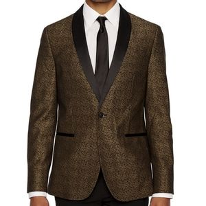 Gold Leopard Print Stretch Slim Sport Coat NWTs sz 38L  Club Holiday Party NYE